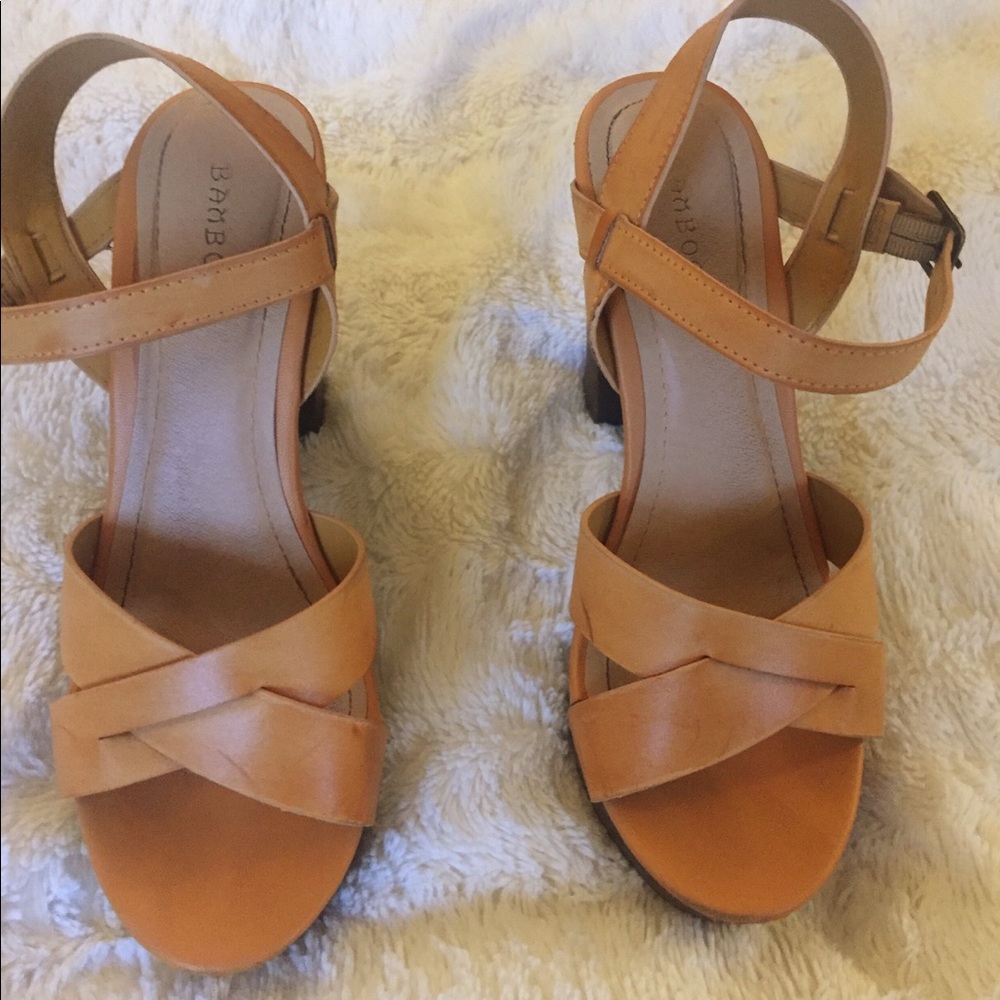 Bamboo Mustard and Wood Block Heels